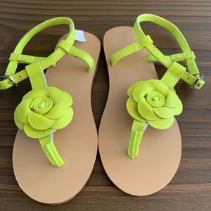 NWOT Janie and Jack Neon Yellow Floral sandals